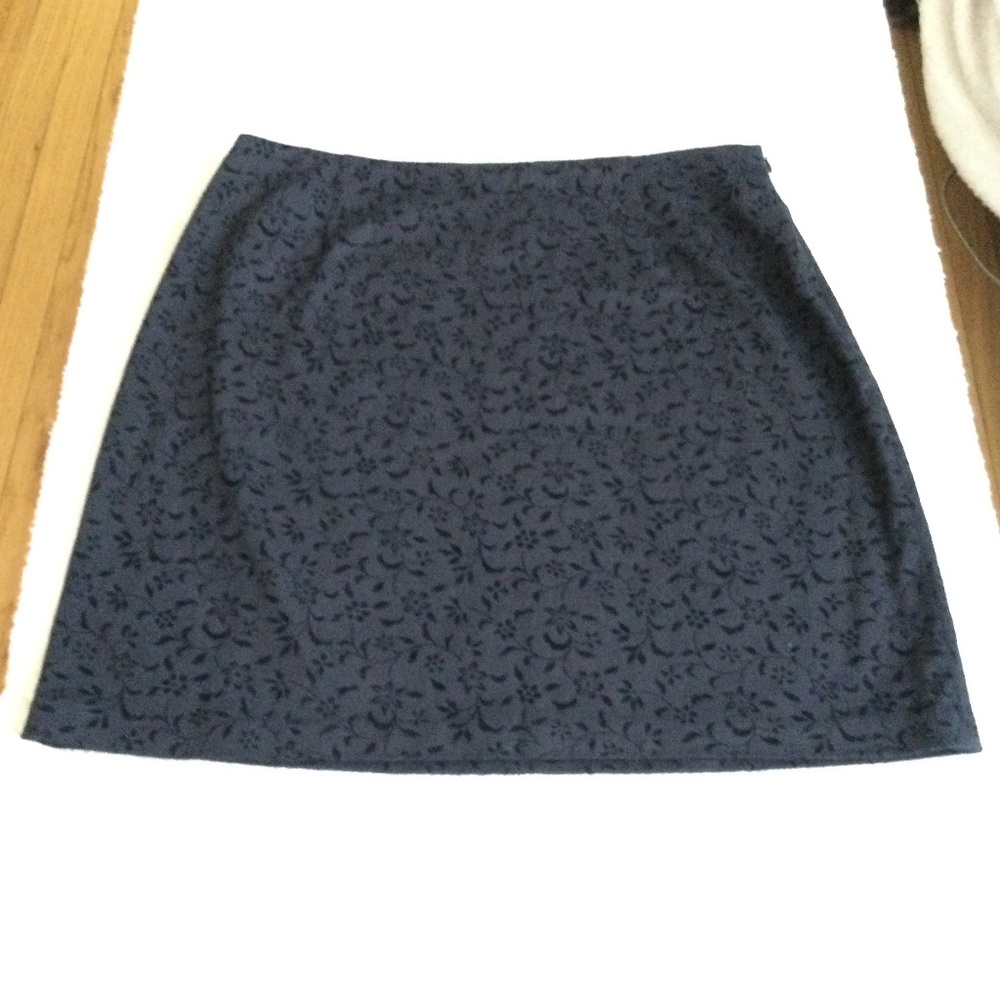 Vintage AT Denim Velvet Design Black Stretch Mini Skirt - Sz 12